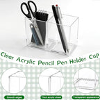AZUREAL 4 Pack Clear Acrylic Pen Holder Cup, Clear Makeup Brush Holder, Thickened Acrylic Desktop Stationery Organizer for Office, School, and Home Storage