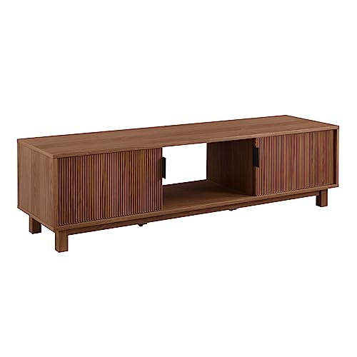 Walker Edison Arundo Fluted TV Stand for TVs up to 65 Inches, 58" TV Stand, Mocha - color: Mocha, size: 58" TV Stand