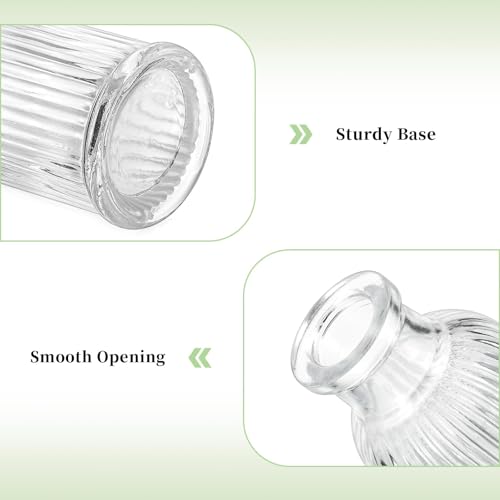 Glasseam Glass Bud Vases for Centerpieces: Clear Small Mini Flower Vase Set of 12 for Wedding Party Decorations - 3.7" Cute Tiny Bulk Table Centerpieces for Modern Baby Shower Bridal Florist Decor