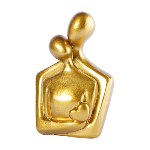 Abstract Couple Sculptures Statues for Home Decor Resin Love Statue Modern Tv Stand Decor Small Decor for Shelves Romantic Bedroom Decor for Couples, Gold - color: Gold