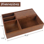 Zcaukya Men's Valet Tray, Jewelry Box Nightstand Organizer with 5 Compartments for Phone Keys Wallet Watch Glasses, Faux Leather Dresser Entryway Catchall Holder for Father's Day Gift (Brown) - color: Brown