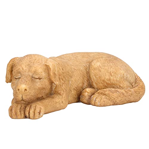 Hapivida Dog Garden Statue, 5.5in Mini Puppy Garden Memorial Stone Sleeping Dog Statue Decor Outdoor Resin Realistics Sculptures Gift Yellow - size: Yellow Dog