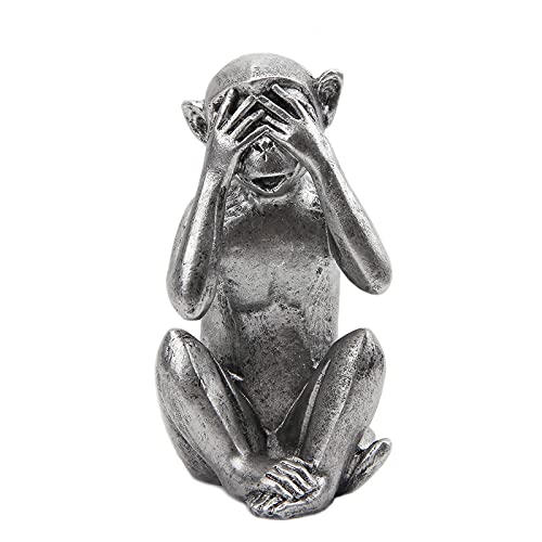 3 wise monkeys statue - hear no evil see no evil speak no evil monkeys statue for home decorations,monkeys figurines home decor accents,see no evil figurines monkey statues set of 3 silver color - color: Silver