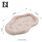 Cloud-Shaped Resin Jewelry Tray, Beige Travertine Vanity Tray for Bathroom Countertop, Trinket Candle Dish, Perfume Holder, Decorative Ottoman Tray for Home Decor Coffee Table Dresser - style: Cloud shaped