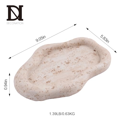 Cloud-Shaped Resin Jewelry Tray, Beige Travertine Vanity Tray for Bathroom Countertop, Trinket Candle Dish, Perfume Holder, Decorative Ottoman Tray for Home Decor Coffee Table Dresser - style: Cloud shaped