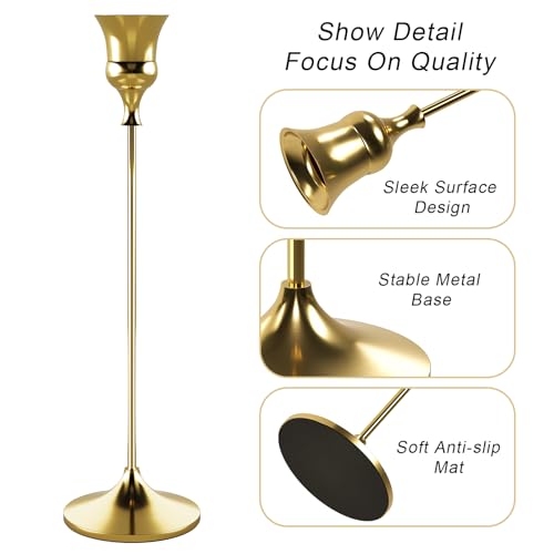 Showin Candlestick Holders Gold, 3 Packs Taper Candle Holder for Candlesticks, Candle Sticks Holder Decor for Home Decor - color: Titanium Gold