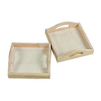 Fun Express Wooden Tray Set of 12 - Small Wood Trays for Crafts, DIY Projects & Painting | Unfinished Natural Wood Craft Supplies for Kids & Adults | Mini Square Wooden Trays for Home Decor