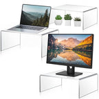 RattanView 3 Pcs Extra Large 16, 15, 14 Inch Acrylic Display Risers Clear Acrylic Shelf Riser Display Stands 8 mm 5 mm Thick Rectangular for Monitors Large Scale Figurines Trophy Commercial Use - size: 16, 15, 14 Inch