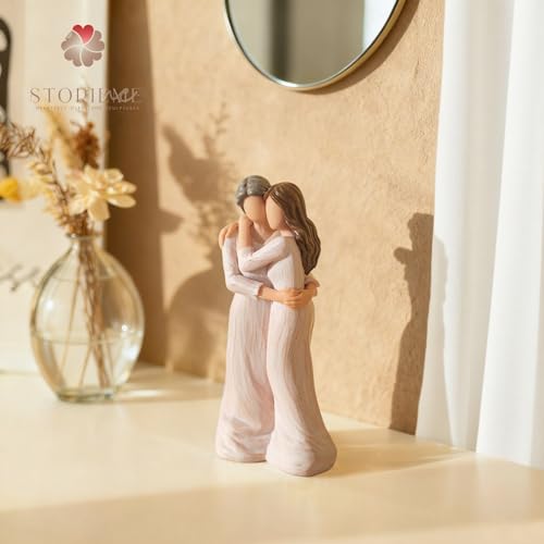 Storieme Sentimental Gifts for Mom from Daughter: Mother Daughter Hugging Resin Figurines Sculpture - Mom's Gift for Birthday Mother's Day Christmas Home Decor - style: Hugging