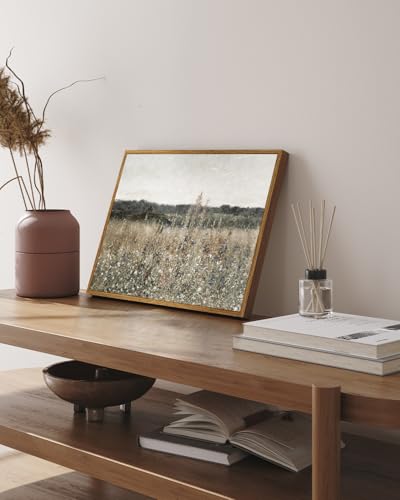 InSimSea Framed Canvas Wall Art Vintage Decor, Classical Oil Painting Canvas Prints Champ fleuri Vintage Wall Art for Home Room Bathroom Decor, 12"x16" - color: Champ Fleuri, size: 16"L x 12"W
