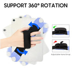 FINTIE Universal Tablet Hand Strap Holder for 9-11 Inch Tablets eReaders, 360 Degrees Swivel PU Leather Secure Portable Adjustable Handle Grip for iPad, Galaxy Tab and 9-11" Tablets (Blue) - color: Blue
