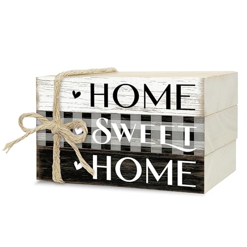 Mini Decorative Books For Home Decor, Small Wood Book Stack For Table Decor, Home Decor Book For Living Room Mantel, Farmhouse Stacked Books Decorative（L38） - color: Plaid Sweet