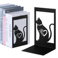 Aertiavty 2 Pcs Square Bookends for Shelves, Heavy-Duty Morden Cat Book Ends, Non-Skid Metal Bookends, 1 Pair Large Decorative Book Holder for Home and Office, Black Book Stopper, Heart Cat - style: Heart Cat