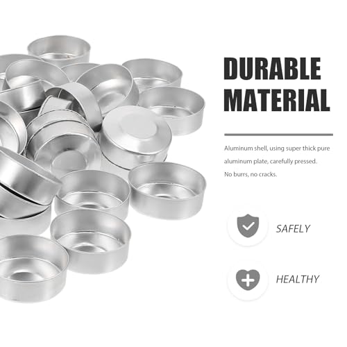 DOITOOL 100 Pcs Aluminum Tea Lights Cups, Round Empty Case Candle Wax Containers Candleholder, Metal Tea Light Tins with 100 Pcs Candle Wicks for Christmas Wedding Holiday Table Decoration