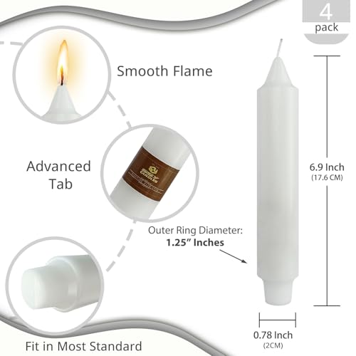 NJAO HOO White Short Taper Candle 7 Inch Candlesticks Unscented Dripless Tapered Candle Set for Home Decor Wedding Party Dinner Candles, 4 Pack - color: White, size: 7 In