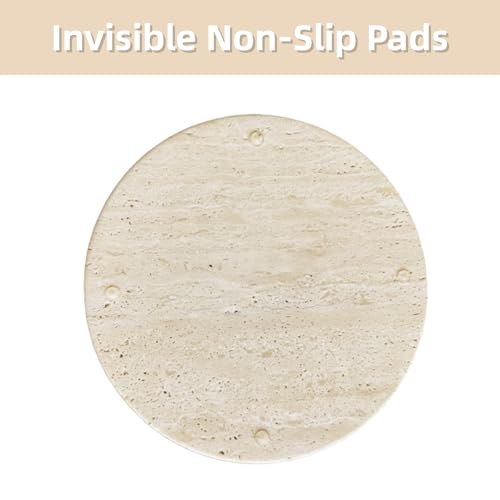 10 Inch Natural Travertine Tray - Round Beige Marble Vanity Tray for Bathroom Countertop, Jewelry & Perfume Organizer - Handcrafted Stone Catchall for Nightstand & Kitchen Decor - color: Beige Travertine