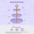 Pack of 10 NWK Cake Stand Set, with 3 x Two-Tier and 3 x Three-Tier Cupcake Stands, 4 x Appetizer Trays, 1 x Tablecloth for Birthday Bridal Baby Shower Party (Purple) - color: Purple