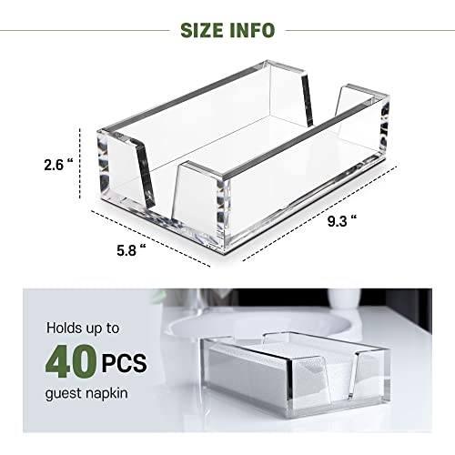 Acrylic Guest Towel Holder Tray for Bathroom – Napkin Holder for Disposable Paper Towels, Hand Towel Organizer for Vanity or Bathroom, Clear Bathroom Accessory, 5.8 x 9.3 x 2.6 Inch Size - color: B - Acrylic Napkin Holder for Bathroom, size: Guest Towel H