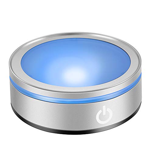 IFOLAINA LED Light Base Lighted Display Stand for Crystal 3D Photo Glass Art Tumbler RGB Multicolor Lighting Round Pedestal USB Battery Operated - Flat - size: Flat