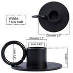 2PCS Black Taper Candle Holders with Round Handle, Matte Iron Candlestick Holders Centerpieces for Home Decoration, Wedding Anniversary, Party, Housewarming Gifts. - size: Round with Handle