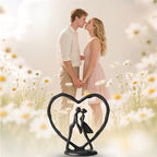 Anniversary Wedding Gift for Her Wife Husband Couple，Classic Black Metal Couple Figurine Heart Sculpture Love Statue，Romantic 1st to 60th Anniversary,Includes Present Box and Gift Card，Valentines Gift - color: Classic Black