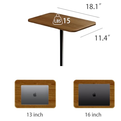 Small Laptop Standing Desk, Adjustable Height Pedestal End Table with Wooden Top, Portable Tall Side Table Workstation, Sit-Stand Desks for Bedside,Sofa,Couch, Living Room, Bedroom, Home Office, Brown - color: Rustic Brown
