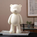 Bear Sculpture Statue Animal Figurine Gift Home Decor Modern Art for Living Room Bedroom Polyresin White 12 Inch