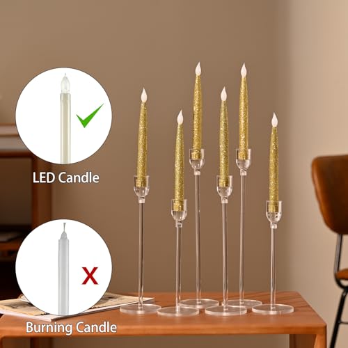 Vincidern 18pcs Acrylic Candle Holders Centerpieces for Table, Taper Candle Holder for Table Centerpieces, Wedding, Valentine, Dining Room Decorations, Clear Candlestick Holder Set - color: Clear-18pcs