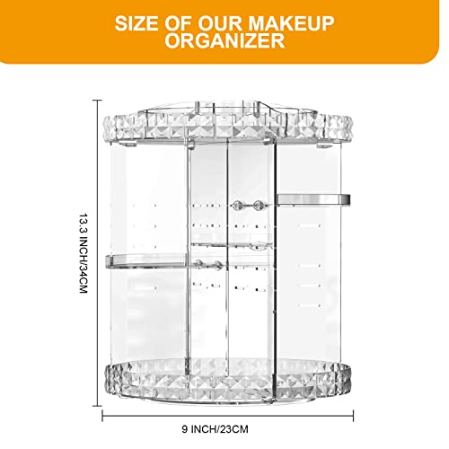 Makeup Organizer 360 Degree Rotating 7 Adjustable Layers Large Capacity Cosmetic Organizer Transparent Make Up Organizers and Storage - color: Clear