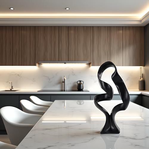 15" Modern Abstract Ribbon Decorative Sculpture, Knot Sculptures,Home Decor,Coffee Table Statues,Dining Living Room Desk Decor（Black） - color: 15" Black