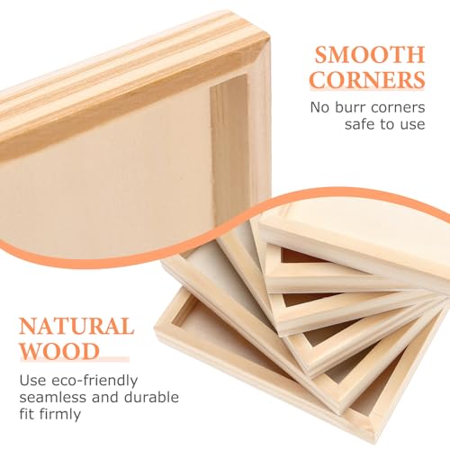 6-Pack Unfinished Wooden Trays - 4.7 x 4.7 in Small Square Serving Trays for Montessori, Crafts, Home Décor, and DIY Projects