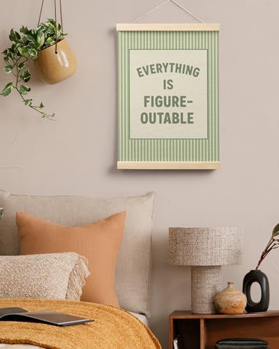 FGFK Everything Is Figureoutable Positive Affirmations Wall Art Poster Hanger Frame, Preppy Sage Green Inspirational Canvas Prints Framed Wall Decor for Office Classroom Home Bedroom, 12x16 Inch - color: Trendy Green