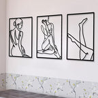 CHENGU 3 Pieces Metal Minimalist Abstract Woman Wall Art Line Drawing Wall Art Decor Single Line Female Home Hanging for Kitchen Bathroom Living Room - style: Leg Style