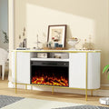 Luxury Fluted Fireplace TV Stand：70" Modern Chic Entertainment Center with Fireplaces for Living Room, Media Console Electric Fireplace with Storage,Off White (White, 70 inch TV Stand with Fireplace)