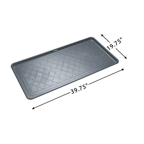 All Weather Boot Tray, Extra Large Size by Trimate -Water Resistant Plastic, Multi-Purpose for Shoes, Pet Feeding Trays, Mudroom Entryway, Garage, Indoor or Outdoor – Extra Large, 40”x20”(Grey) - style: Grey