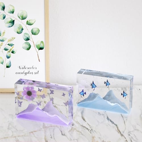 Large Rectangle Silicone Molds Resin Deep Epoxy Mold with Wooden Frame Support for DIY Flower Preservation, Bookends, Home Decor Art and Craft Projects (7.5x5.2x1.9in) - color: 7.5x5.2x1.9in
