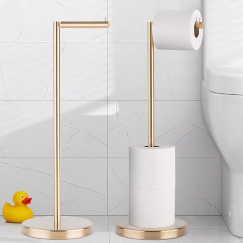 MARMOLUX ACC Free Standing Toilet Paper Holder Stand with Storage for 4 Rolls of Toilet Tissue for Bathroom, Stainless Steel Luxury Brushed Gold, 1pc - Bathroom Sets - Toilet Paper Storage - color: Gold Brushed