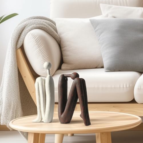 Decorative Bookends for Heavy Books, Thinker Statue Book Holders for Shelves & Office Desk, Abstract Decor Aesthetic Book Ends Stoppers, Modern Bookshelf Decoration - style: Thinkers