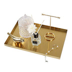 FREELOVE Gold Tray for Bathroom Vanity Brass Decor, Small Candle Holder, Rectangle Soap Dish, Brushed Square Plate, Coffee Table Toilet Back Modern Antique, 8''X12'' - size: 11.9" x 8" x 0.6"