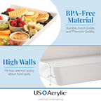 US Acrylic White Plastic Serving Trays (Set of 4) 15” x 10” | Large Unbreakable Reusable Rectangular Party Platters | Serve Appetizers, Fruit, Veggies, & Desserts | BPA-Free & Made in USA - color: White, size: 15" x 10"
