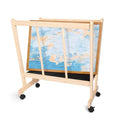 GENMOUS Wood Large Print Rack with Castors - Artist Display and Storage Rack,Natural Wooden Storage & Crafts Drying Racks for Canvas,Artwork,Prints,Panels,Posters,Art Shows & Galleries Display Stands - size: Wood-1Layer