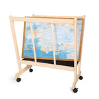 GENMOUS Wood Large Print Rack with Castors - Artist Display and Storage Rack,Natural Wooden Storage & Crafts Drying Racks for Canvas,Artwork,Prints,Panels,Posters,Art Shows & Galleries Display Stands - size: Wood-1Layer