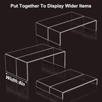 Acrylic Display Riser Stand of 6pcs, 5mm Thickness,12'' Length Tierd Display Stands, Acrylic Shelf Risers for Perfume Display,Risers for Buffet Table,Cupcake Stand,Pop Figurines,Tumbler,Food - size: 6PCS