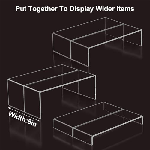 Acrylic Display Riser Stand of 6pcs, 5mm Thickness,12'' Length Tierd Display Stands, Acrylic Shelf Risers for Perfume Display,Risers for Buffet Table,Cupcake Stand,Pop Figurines,Tumbler,Food - size: 6PCS