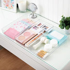 STORi SimpleSort 3-Piece Stackable Clear Drawer Organizer Set | 12" x 6" x 2" Rectangle Trays | Wide Makeup Vanity Storage Bins and Office Desk Drawer Dividers | Made in USA - size: 12x6x2"