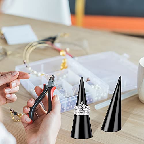 Jetec Clear Acrylic Crystal Ring Holder Acrylic Ring Display Jewelry Holder Wedding Display Cone Support Single Finger Rings Showcase Stand for Jewelry - color: Black