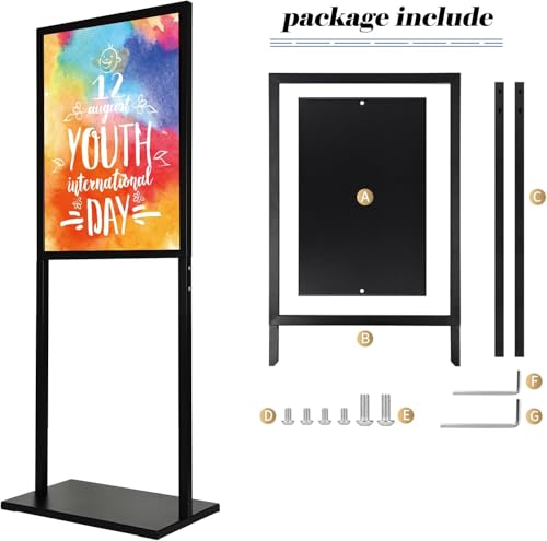 Sign Holder Stand, heavy Duty Pedestal poster stand for display,22×28 inch slide-in double sided banner poster sign holder floor stand for indoor Display (22×28) - size: 22×28