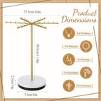 Rotating Necklace Holder Organizer with 48 Hooks, Gold Necklace Organizer, Metal Necklaces Tree Stand, Freestanding Necklaces Hanger, Rotatable Chain Display Carousels, for Earring Keychains Bracelet