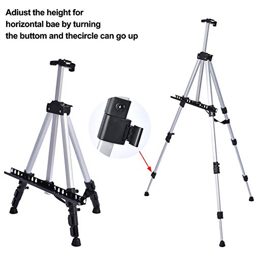 Portable Artist Easel Stand - Adjustable Height Painting Easel with Bag - Table Top Art Drawing Easels for Painting Canvas, Wedding Signs & Tabletop Easels for Display - Metal Tripod - 17x66 inches - style: 66 Inch Argent Silver (2 Pack)