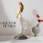 Luo Lirong “Silk Dancer” Bronze Woman Statue – 16.5" Handcrafted Veiled Maiden Figurine, Lost-Wax Cast & Hand-Painted,Elegant Gift, Collectible Art, Home & Gallery Décor - color: 18.5" White